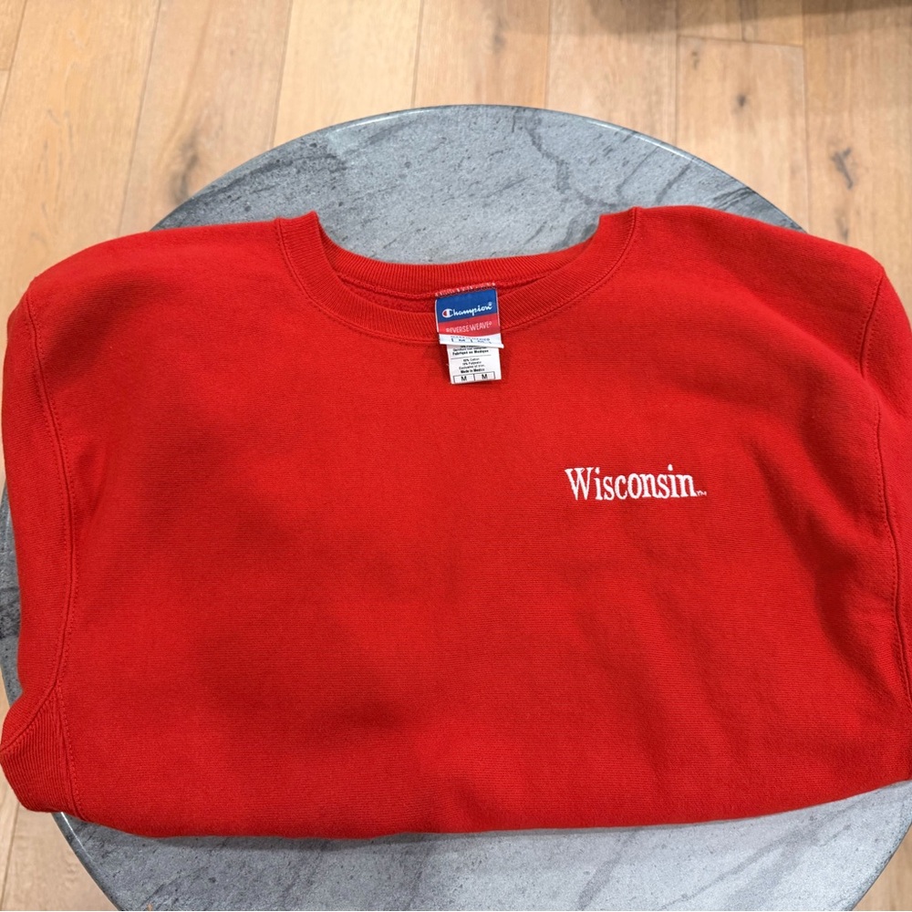 Champion Red Wisconsin Crewneck